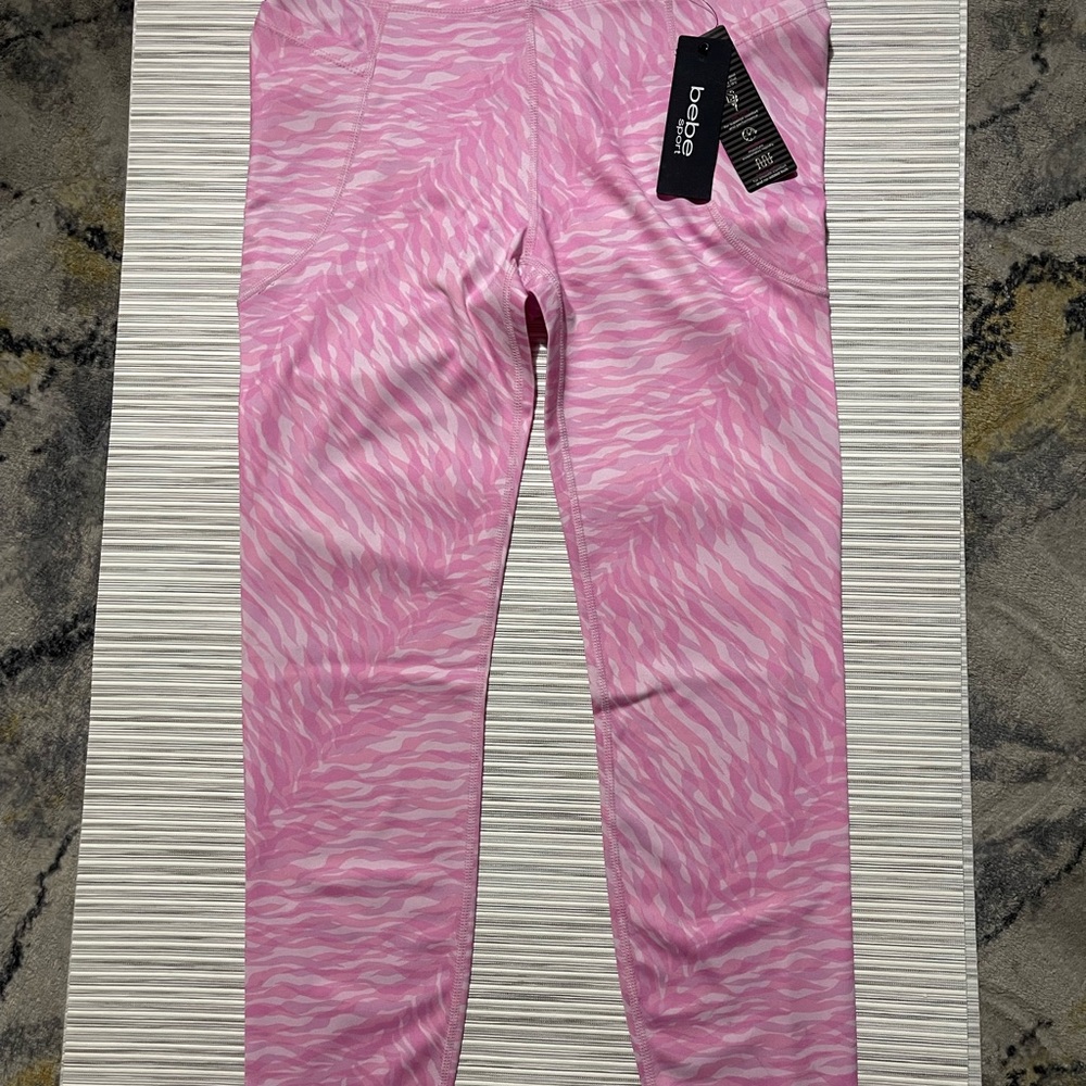 bebe Vibrant Pink and White Leggings
